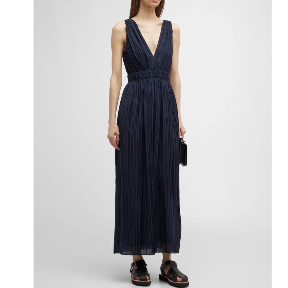 VINCE‎ Pleated Double V-Neck Midi Dress Size XL NEW
